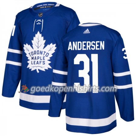 Toronto Maple Leafs FRoterik Andersen 31 Adidas 2017-2018 Blauw Authentic Shirt - Mannen